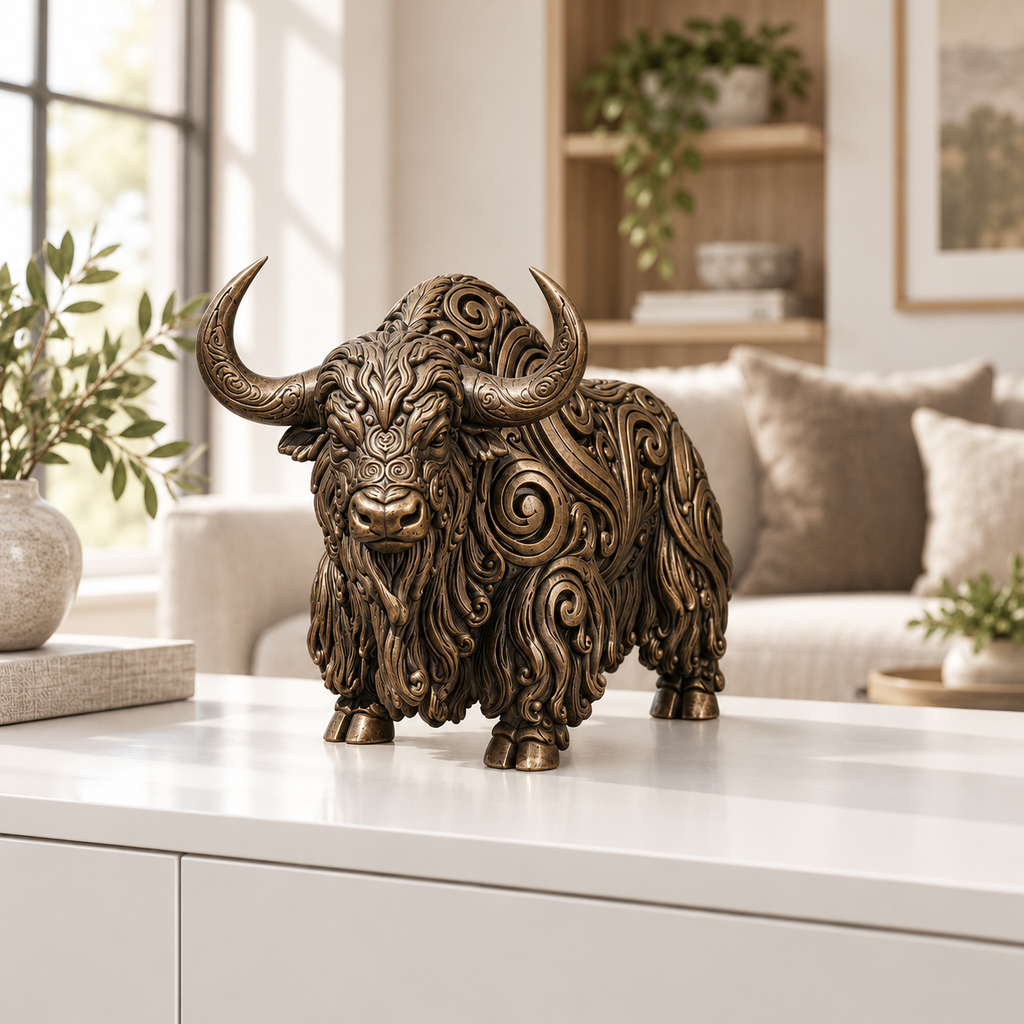 Yak Ornament - Bronze handbemalt Wohnzimmer