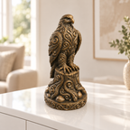 Wanderfalke auf Stamm Ornament - Bronze handbemalt Wohnzimmer