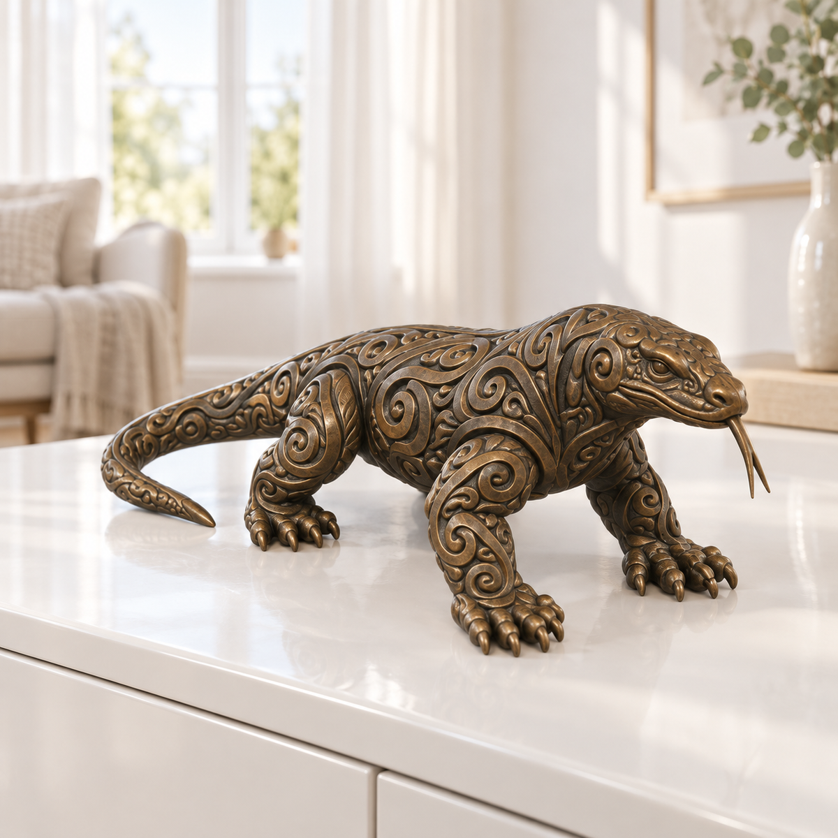 Waran Ornament - Bronze handbemalt Wohnzimmer