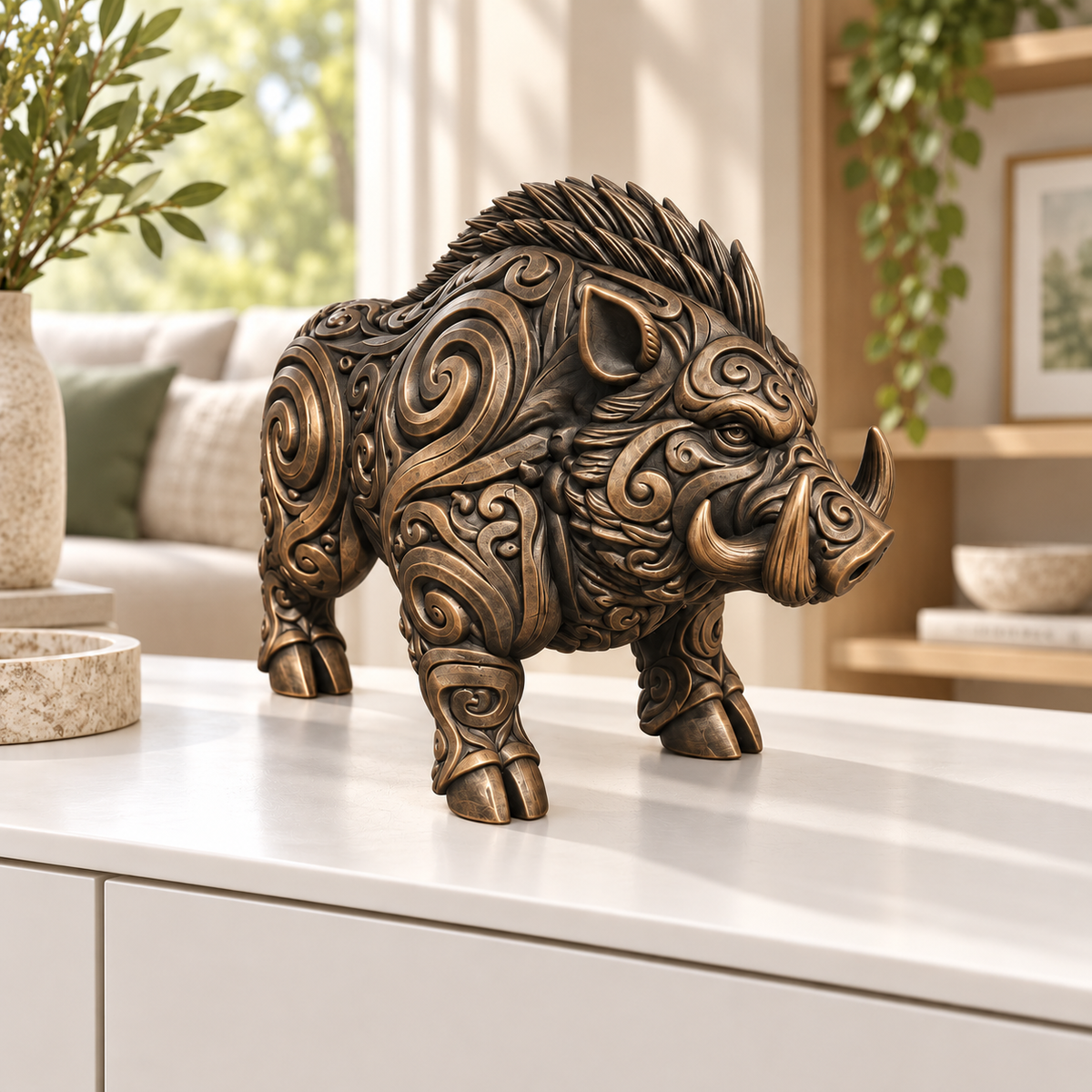 Keiler Ornament - Bronze handbemalt Wohnzimmer
