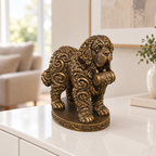 Bernhardiner mit Fass Ornament - Bronze handbemalt Wohnzimmer