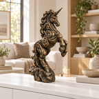 Steigendes Einhorn Ornament - Bronze handbemalt Wohnzimmer