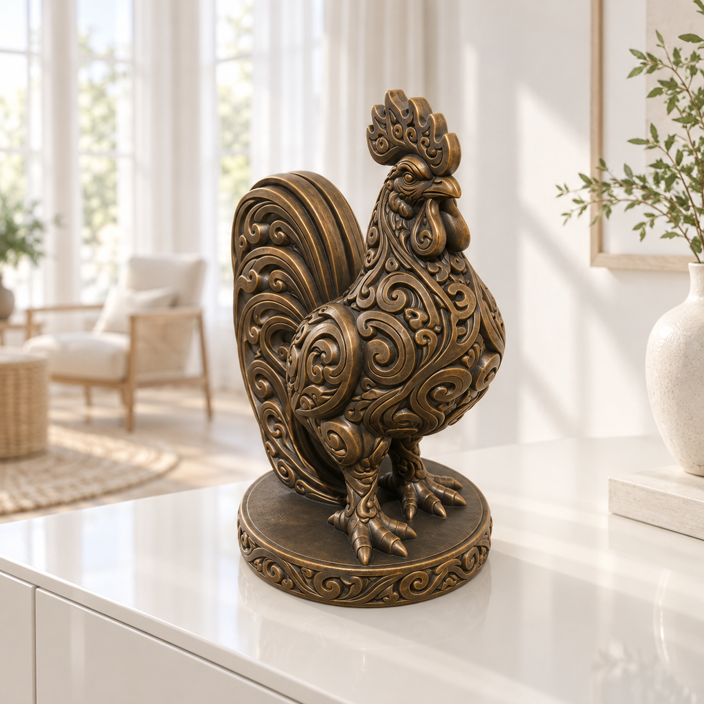 Hahn Ornament - Bronze handbemalt Wohnzimmer
