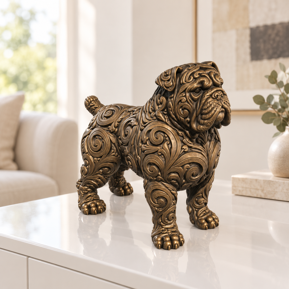 Presa Canario Ornament - Bronze handbemalt Wohnzimmer