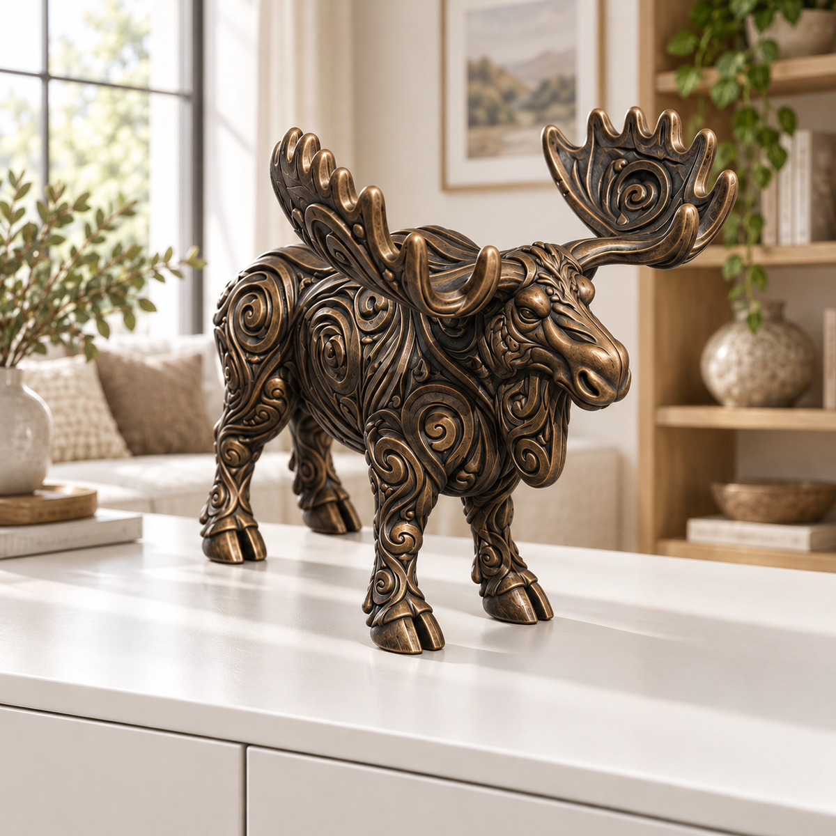 Elch Ornament - Bronze handbemalt Wohnzimmer