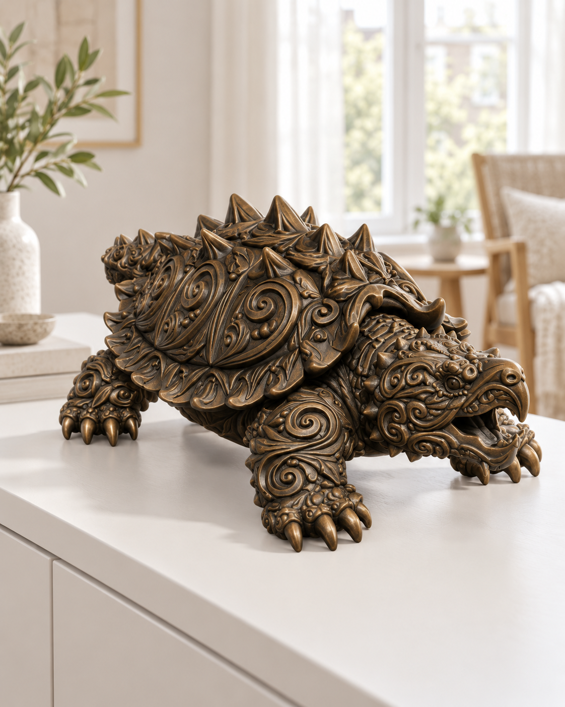 Schnappschildkröte Ornament - Bronze handbemalt Wohnzimmer