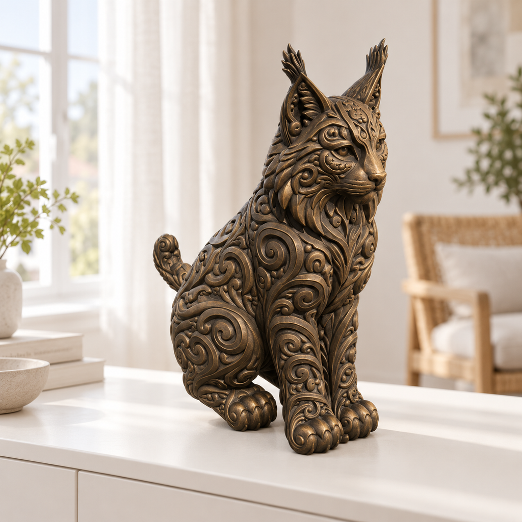 Luchs Ornament - Bronze handbemalt Wohnzimmer