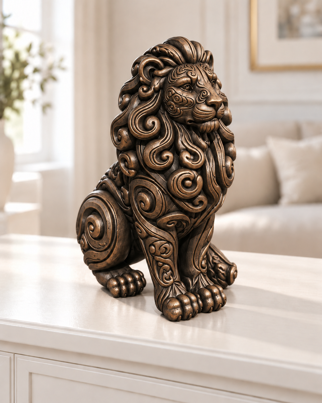 Löwe Ornament - Bronze handbemalt Wohnzimmer