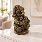 Teddy mit Geschenk Ornament - Bronze handbemalt Wohnzimmer