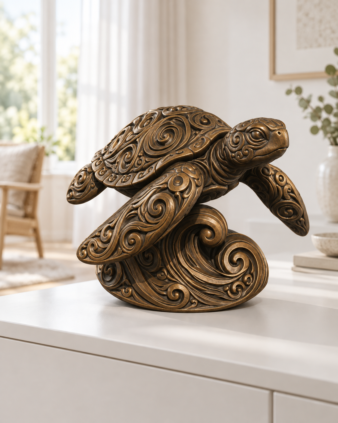 Meeresschildkröte Ornament - Bronze handbemalt Wohnzimmer