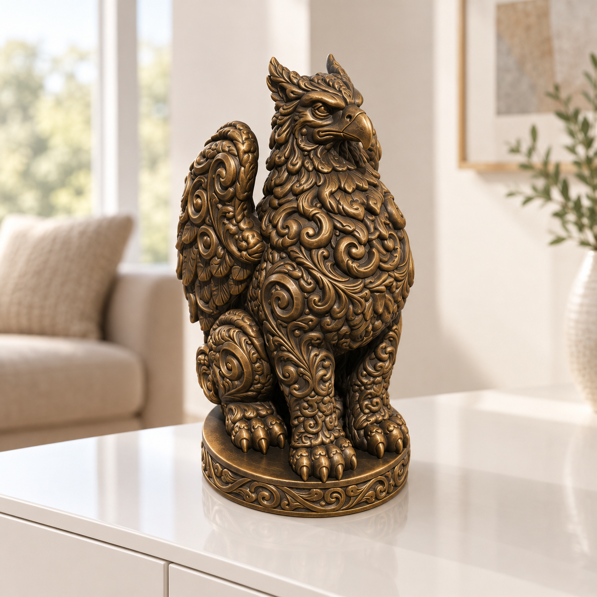Greif Ornament - Bronze handbemalt Wohnzimmer