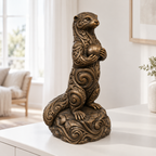 Otter mit Stein Ornament - Bronze handbemalt Wohnzimmer