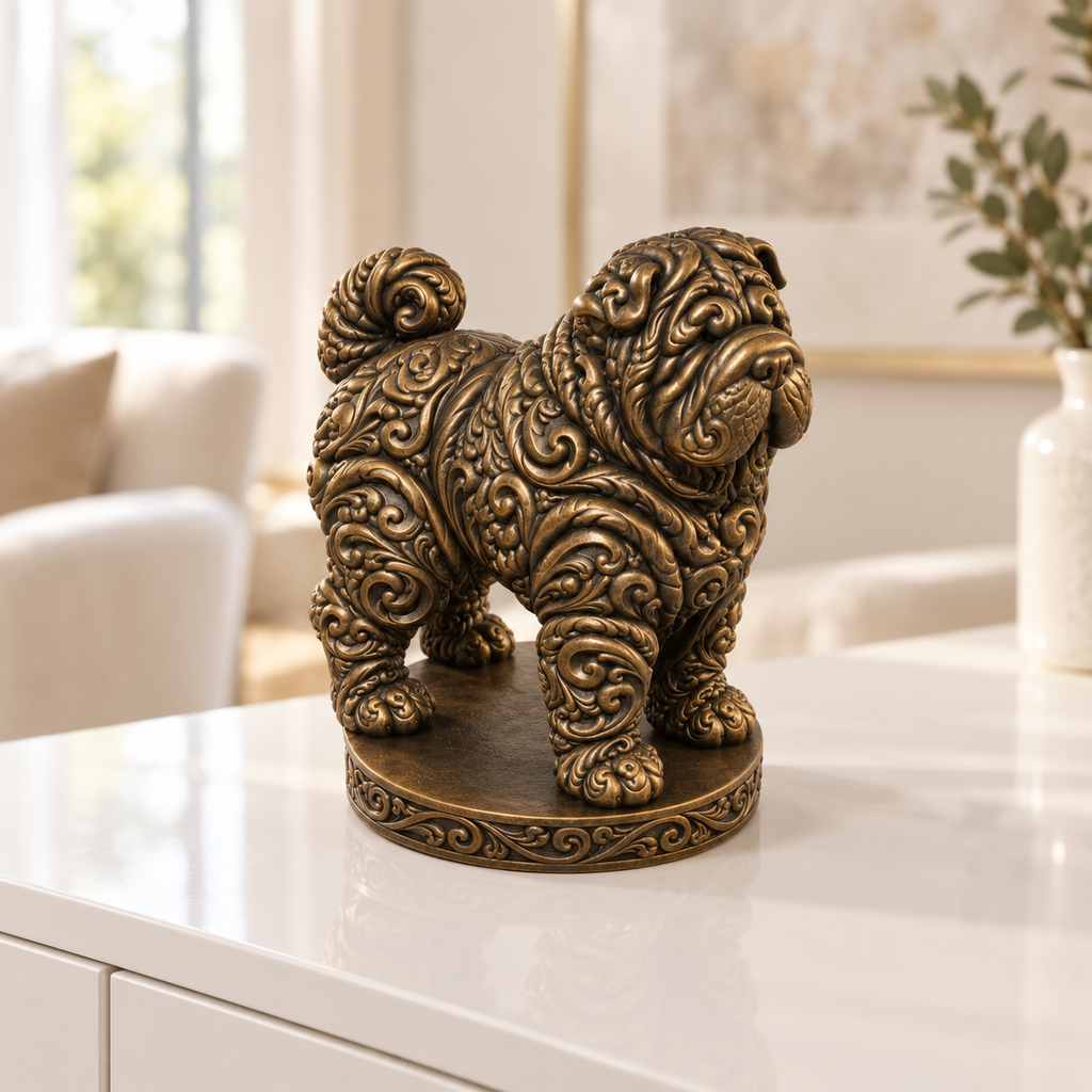 Shar Pei Ornament - Bronze handbemalt Wohnzimmer