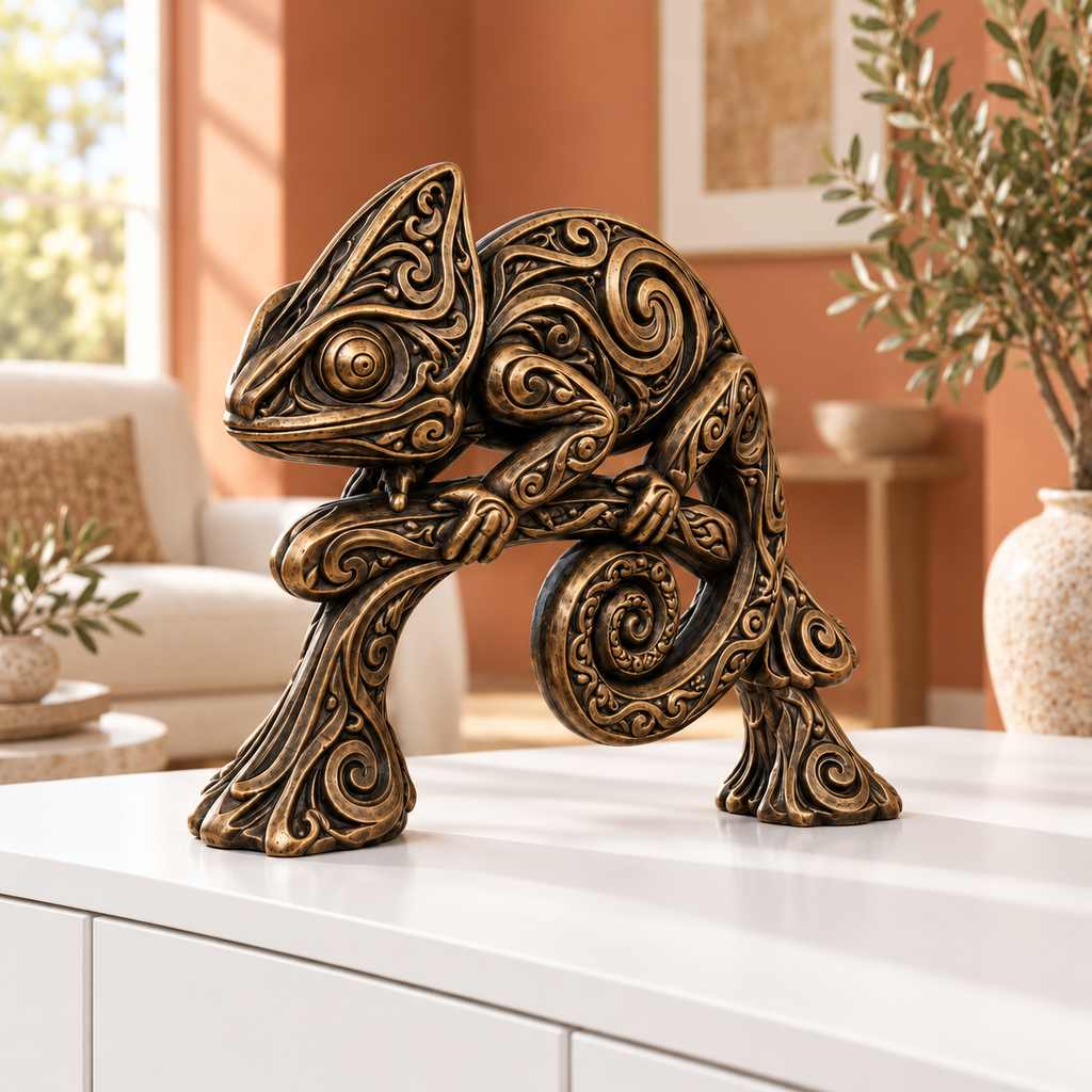 Chamäleon Ornament - Bronze handbemalt Wohnzimmer