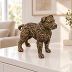 Pitbull stehend Ornament - Bronze handbemalt Wohnzimmer