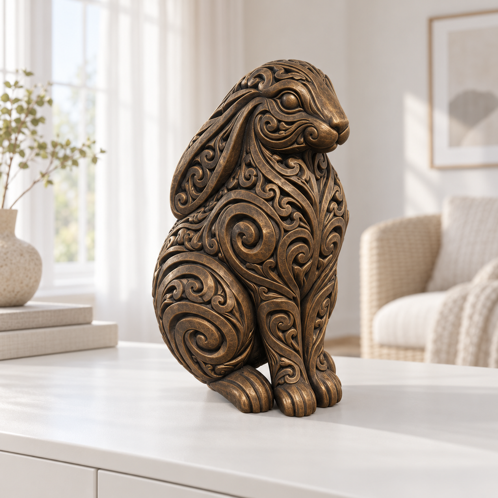 Widderkaninchen Ornament - Bronze handbemalt Wohnzimmer