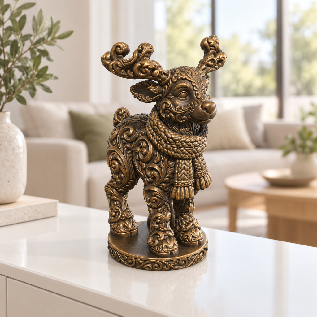 Stehendes Rentier Ornament - Bronze handbemalt Wohnzimmer