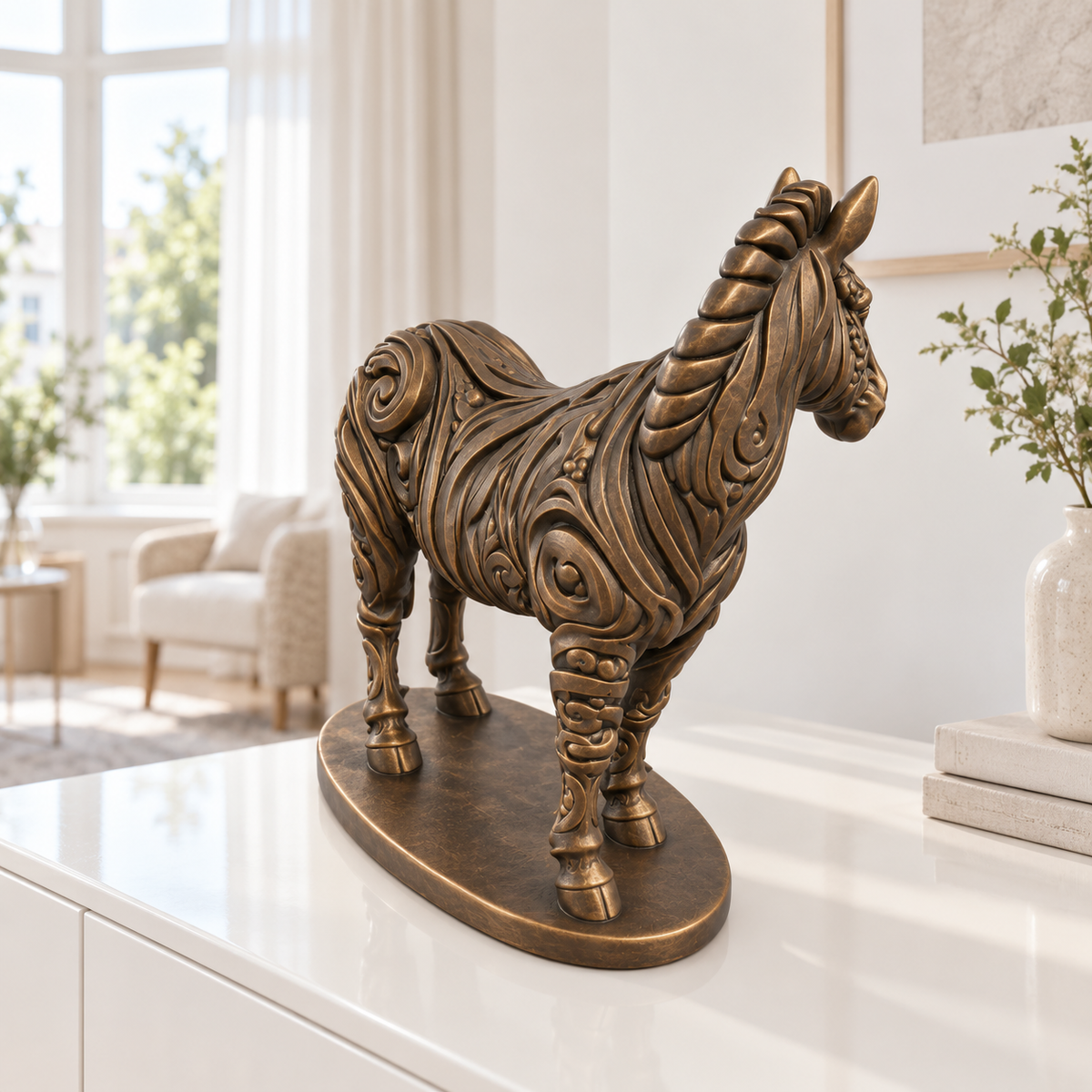 Zebra Ornament - Bronze handbemalt Wohnzimmer