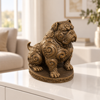 American Bully sitzend Ornament - Bronze handbemalt Wohnzimmer