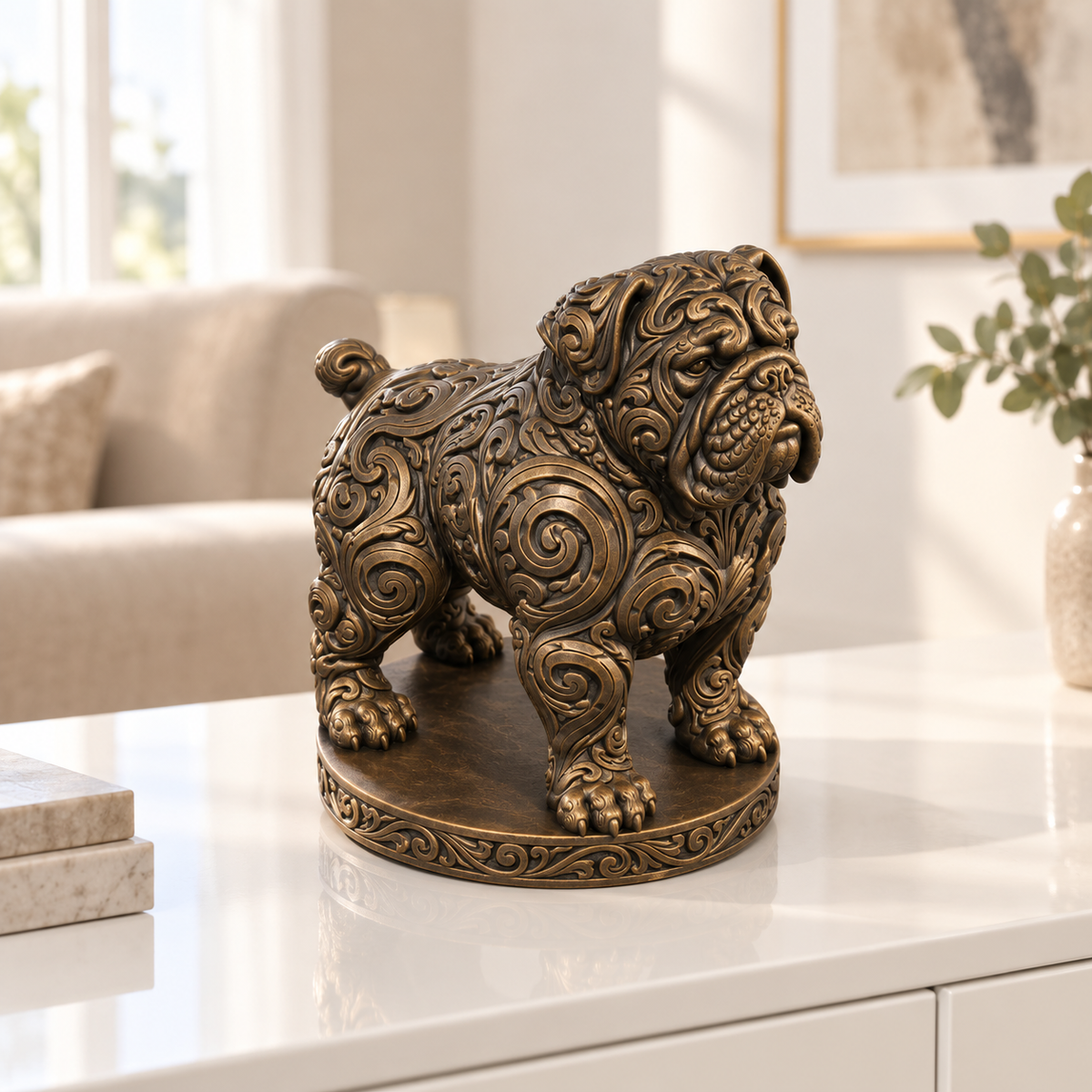 Bordeauxdogge Ornament - Bronze handbemalt Wohnzimmer
