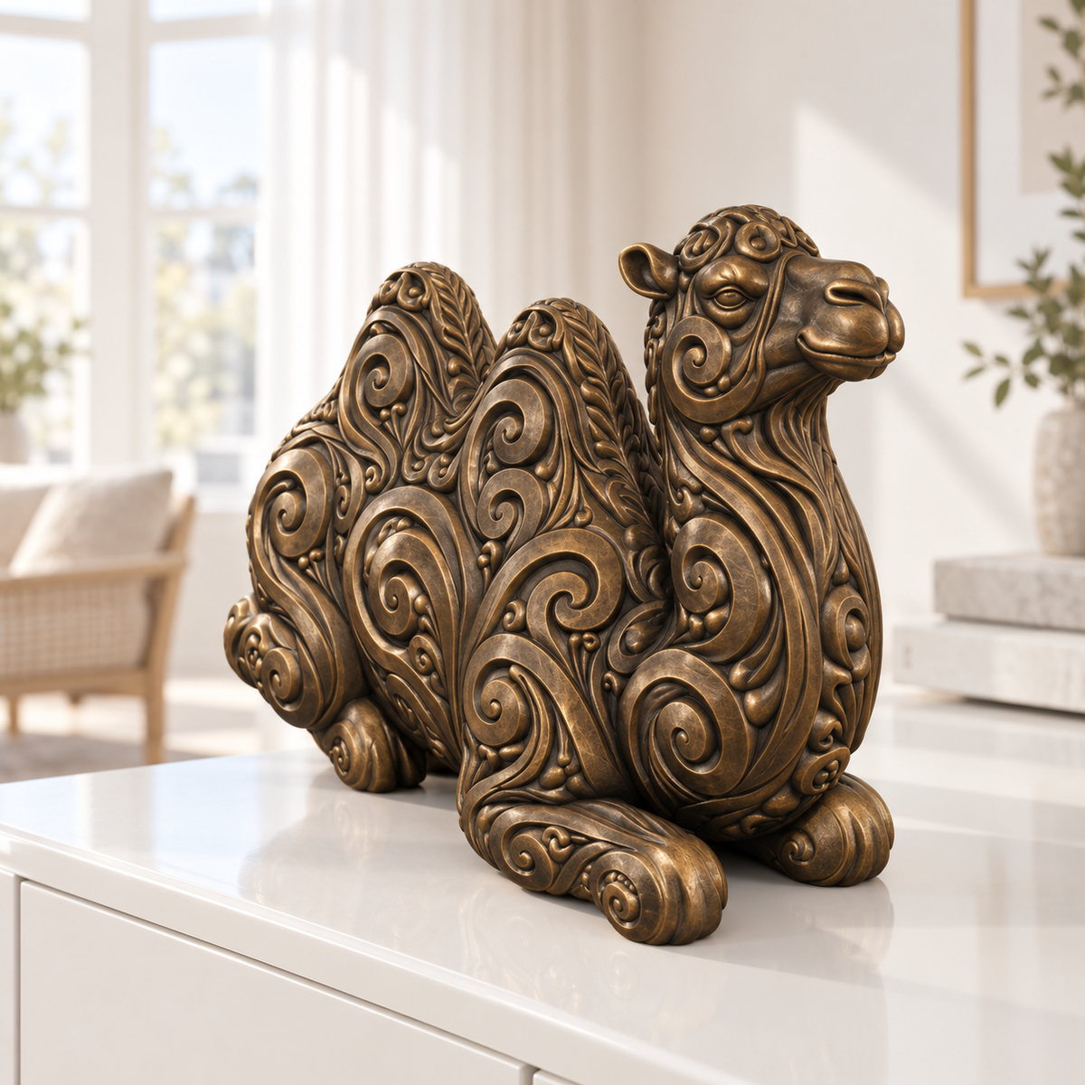 Ruhendes Kamel Ornament - Bronze handbemalt Wohnzimmer