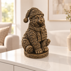 Eisbär mit Mütze Ornament - Bronze handbemalt Wohnzimmer