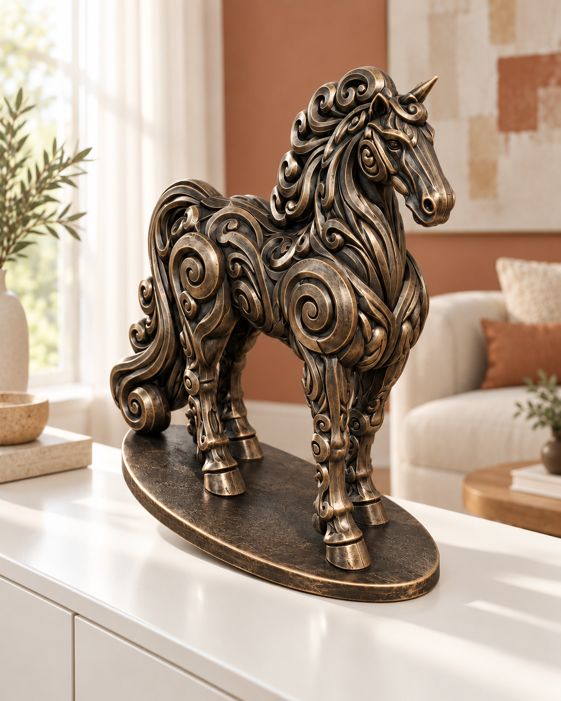 Pferd Ornament - Bronze handbemalt Wohnzimmer