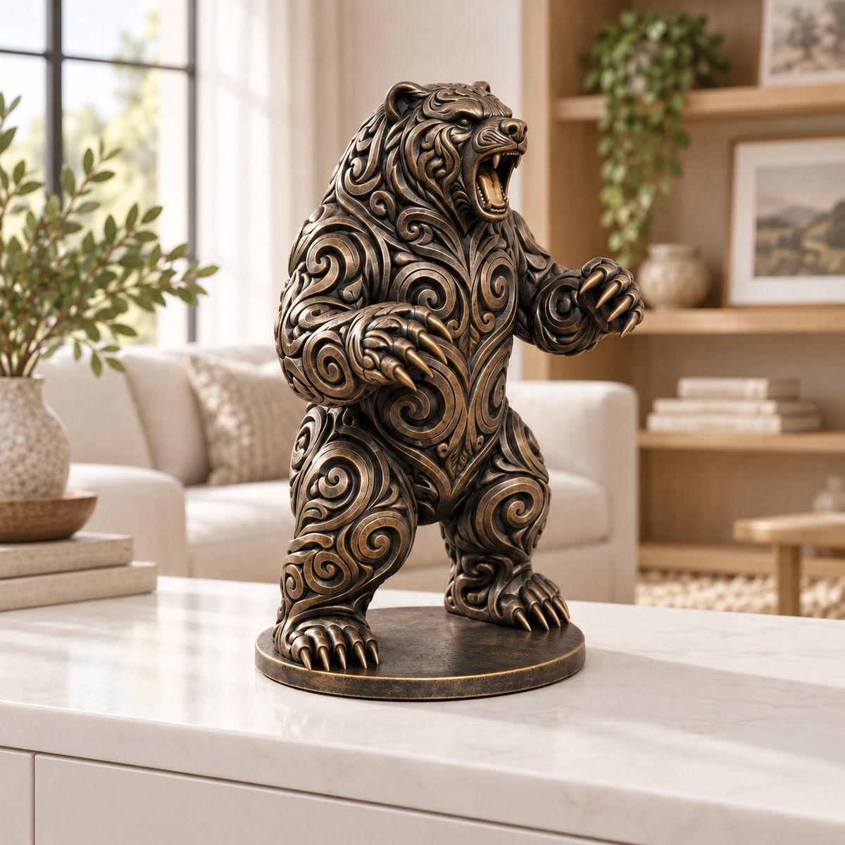Grizzly Ornament - Bronze handbemalt Wohnzimmer