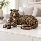 Liegender Tiger Ornament - Bronze handbemalt Wohnzimmer