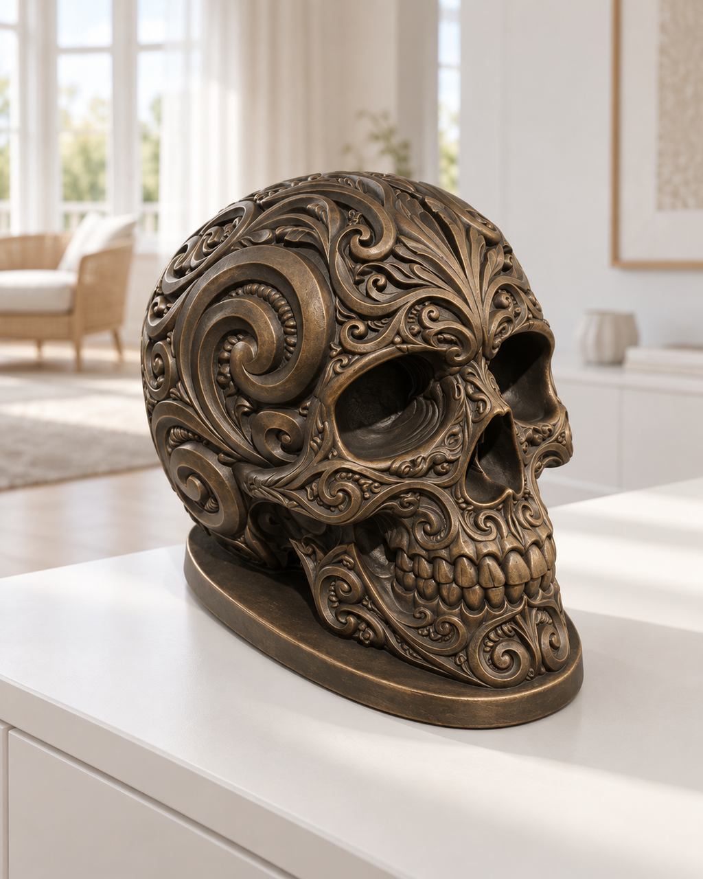 Totenkopf Ornament - Bronze handbemalt Wohnzimmer