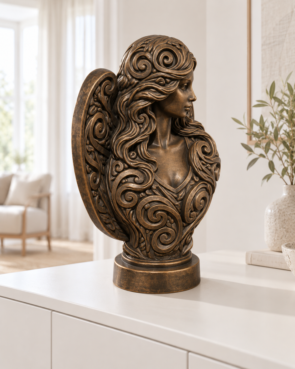 Engelbüste Ornament - Bronze handbemalt Wohnzimmer