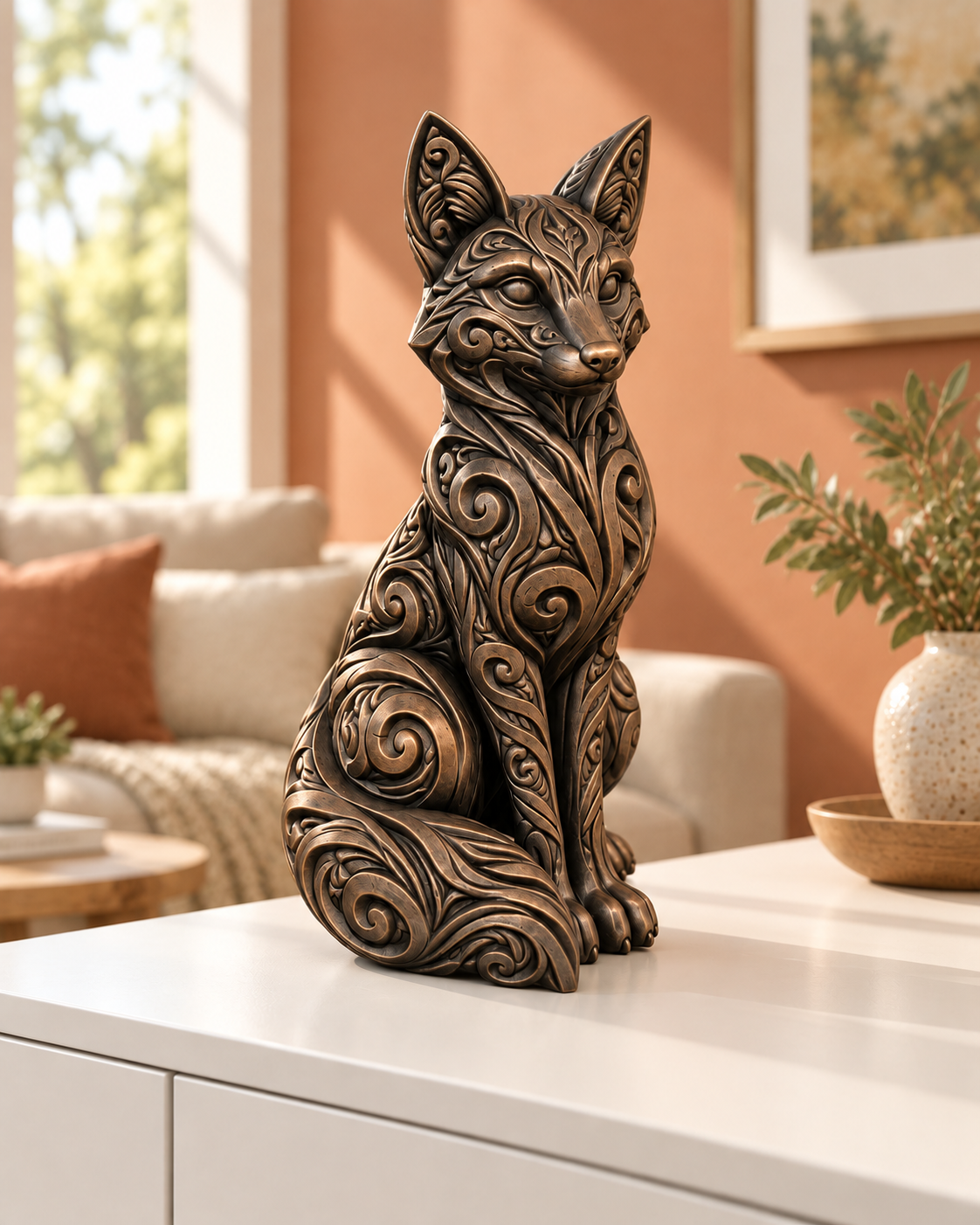 Fuchs Ornament - Bronze handbemalt Wohnzimmer