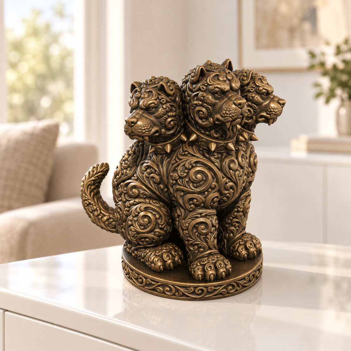 Cerberus Ornament - Bronze handbemalt Wohnzimmer