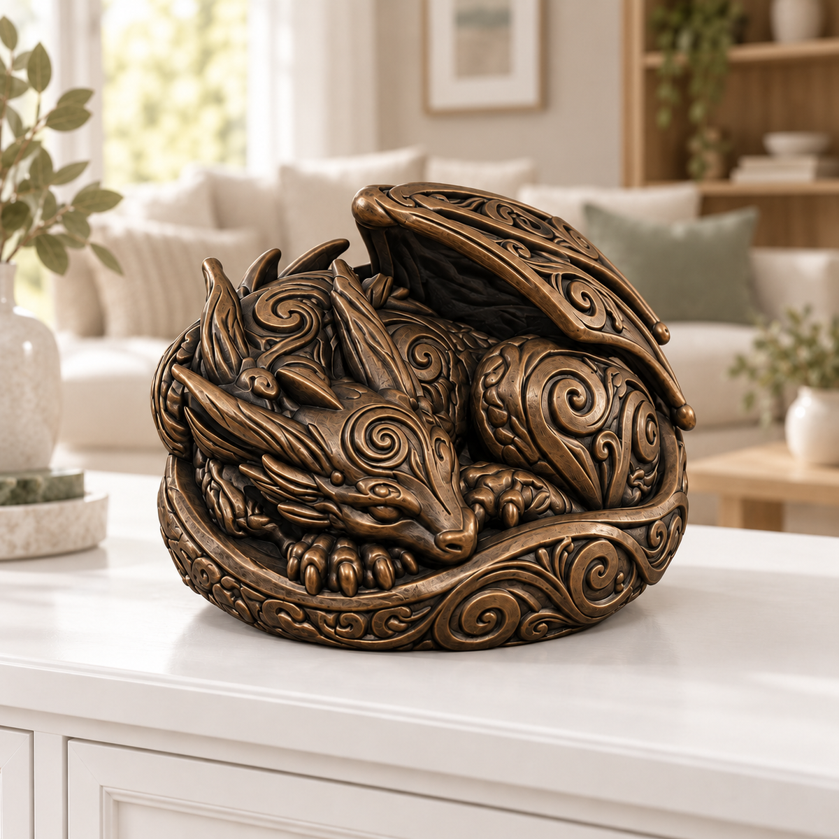 Schlafender Drache Ornament - Bronze handbemalt Wohnzimmer