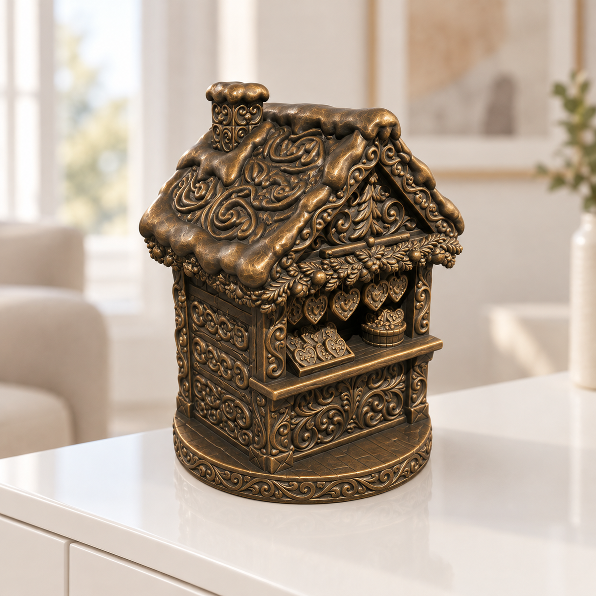 Weihnachtsmarkthütte Ornament - Bronze handbemalt Wohnzimmer