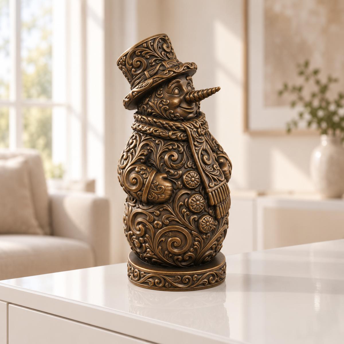 Schneemann Ornament - Bronze handbemalt Wohnzimmer