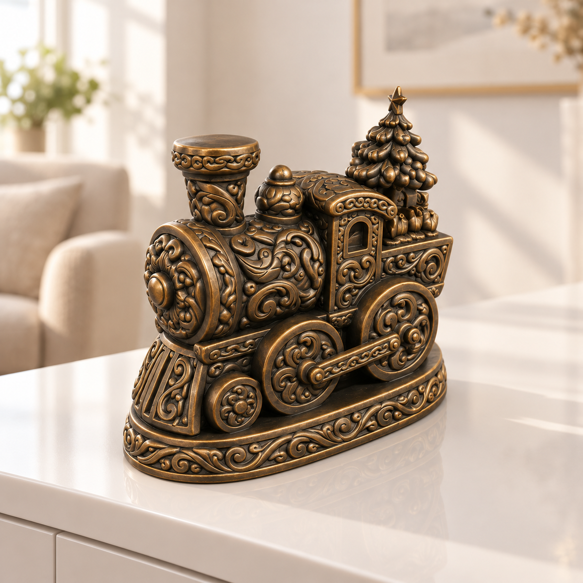 Weihnachtslok Ornament - Bronze handbemalt Wohnzimmer