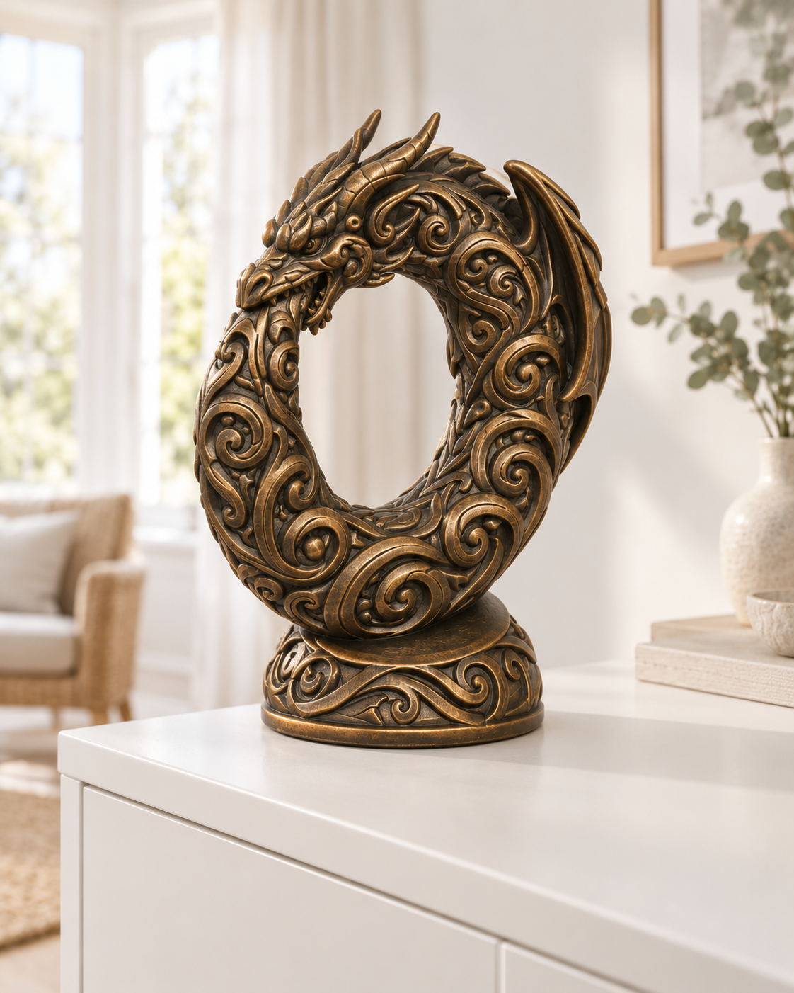Ouroboros-Drache Ornament - Bronze handbemalt Wohnzimmer