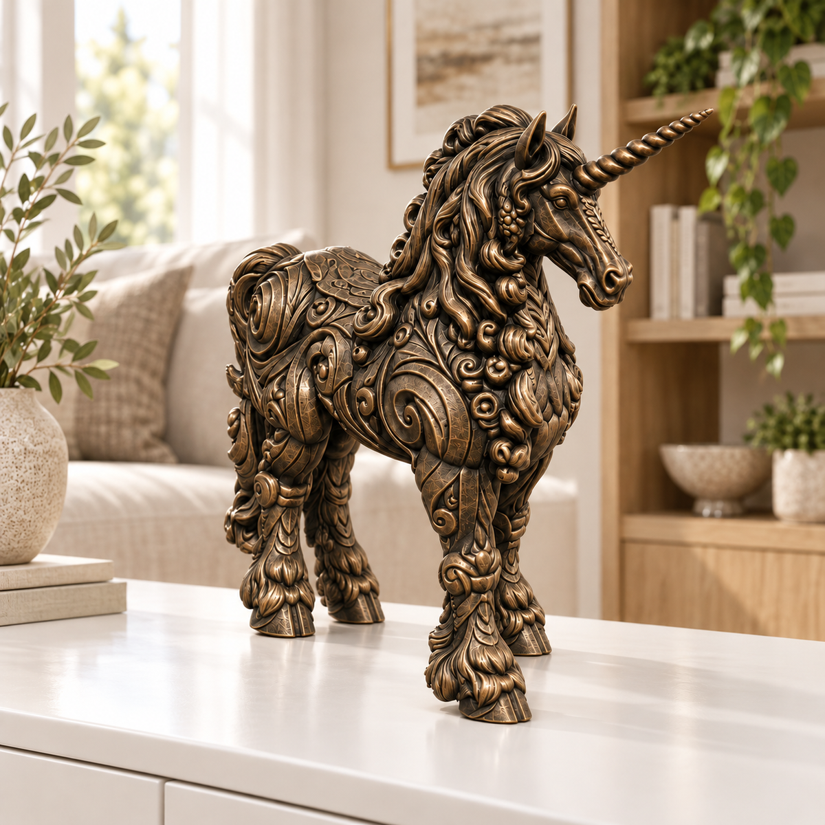 Kaltblut-Einhorn Ornament - Bronze handbemalt Wohnzimmer