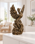 Phönix in Flammen Ornament - Bronze handbemalt Wohnzimmer