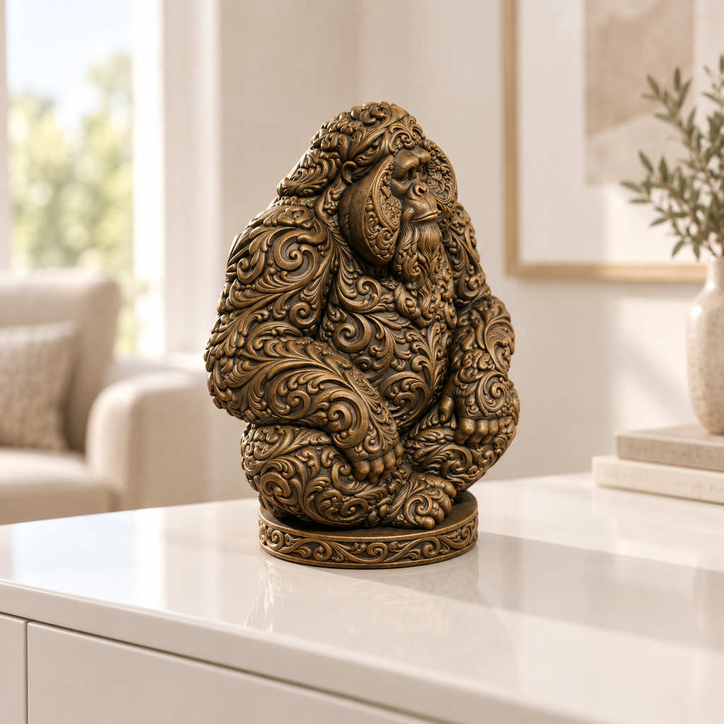 Orang-Utan Ornament - Bronze handbemalt Wohnzimmer