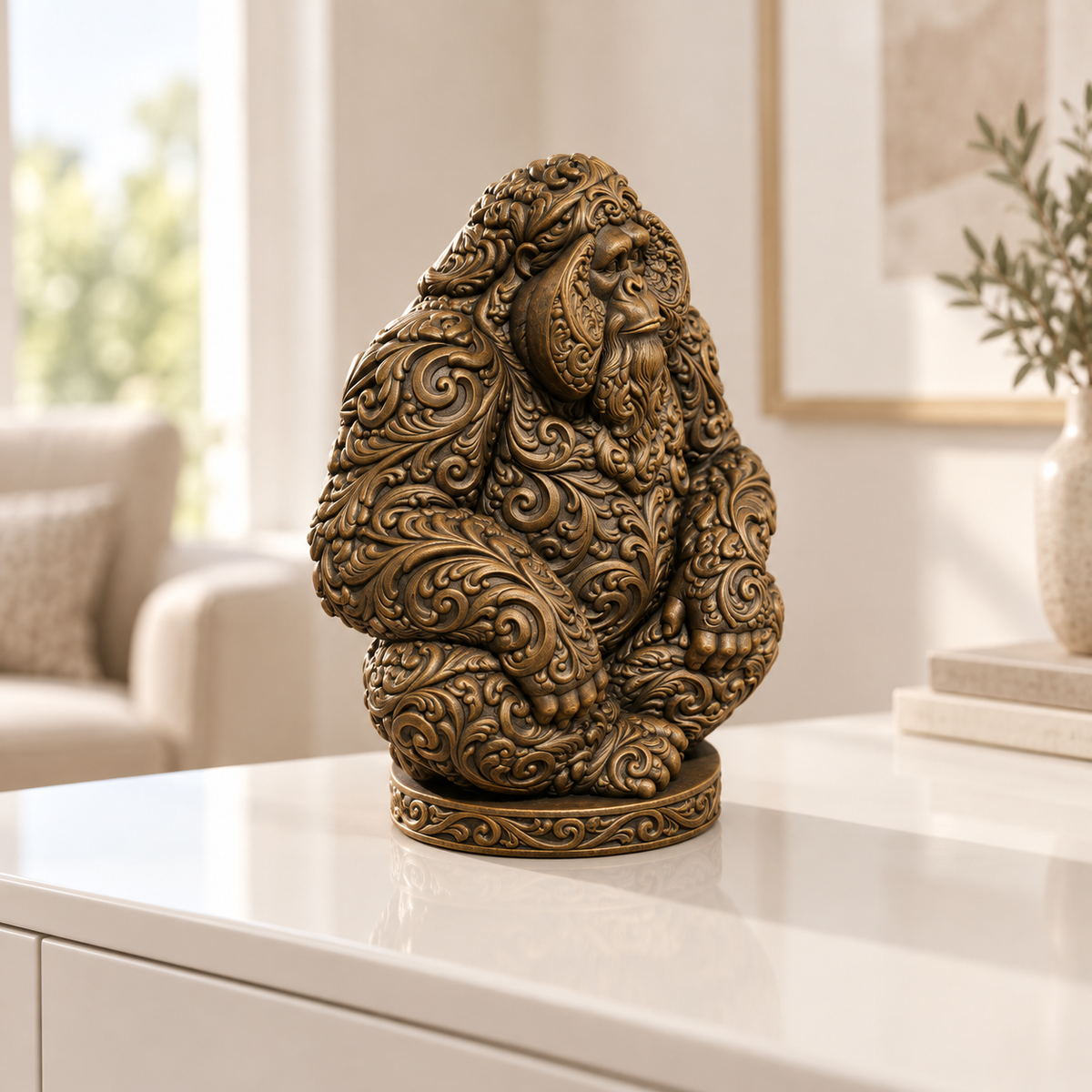Orang-Utan Ornament - Bronze handbemalt Wohnzimmer
