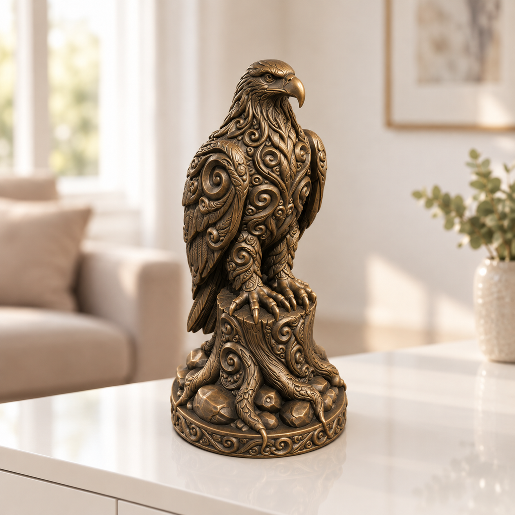 Seeadler auf Stamm Ornament - Bronze handbemalt Wohnzimmer