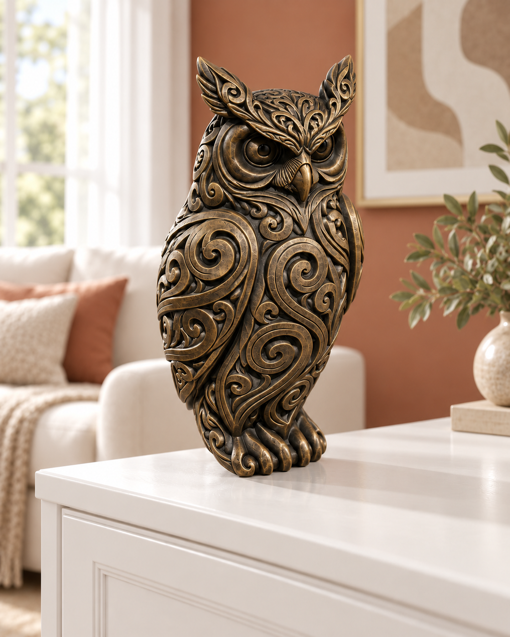 Eule Ornament - Bronze handbemalt Wohnzimmer