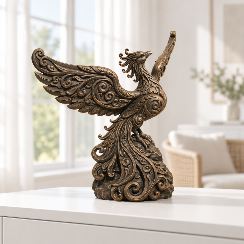 Phönix mit Schwingen Ornament - Bronze handbemalt Wohnzimmer