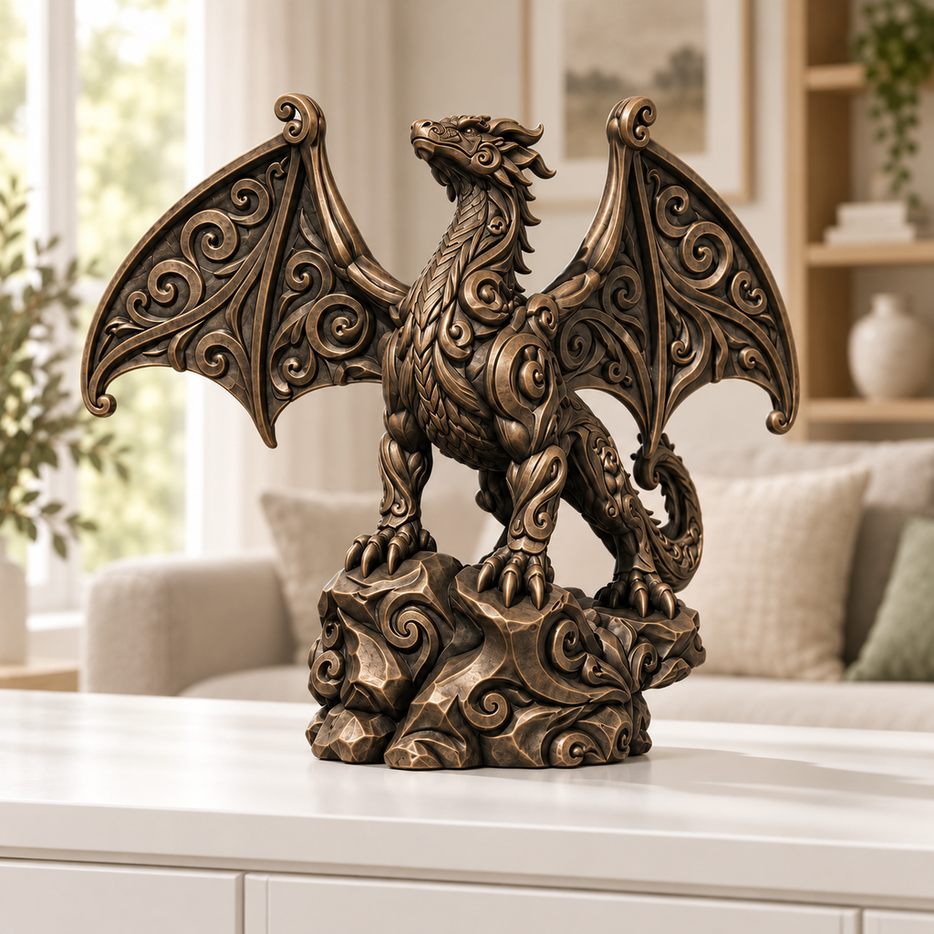 Flügeldrache Ornament - Bronze handbemalt Wohnzimmer