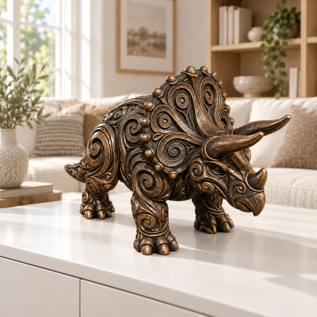 Triceratops Ornament - Bronze handbemalt Wohnzimmer