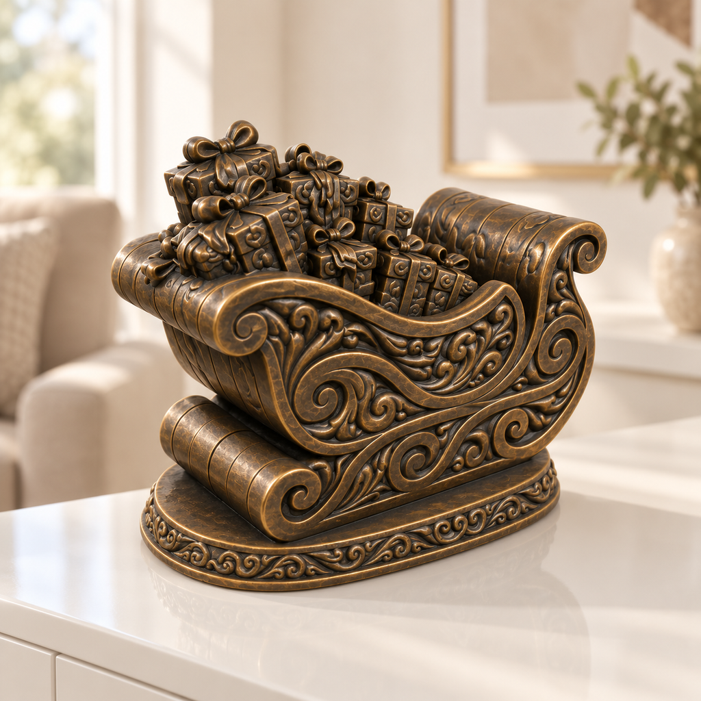 Geschenkschlitten Ornament - Bronze handbemalt Wohnzimmer