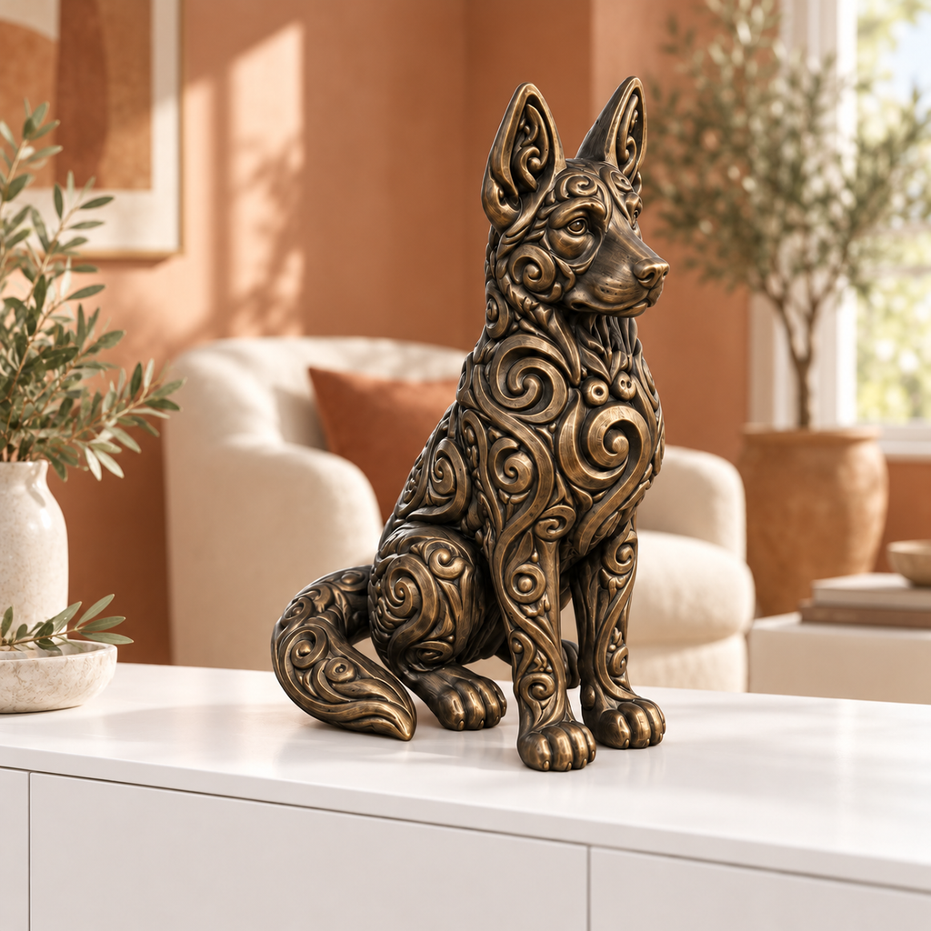 Hund Ornament - Bronze handbemalt Wohnzimmer
