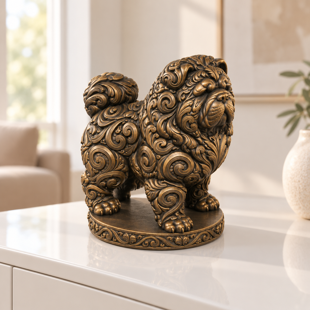 Chow Chow Ornament - Bronze handbemalt Wohnzimmer